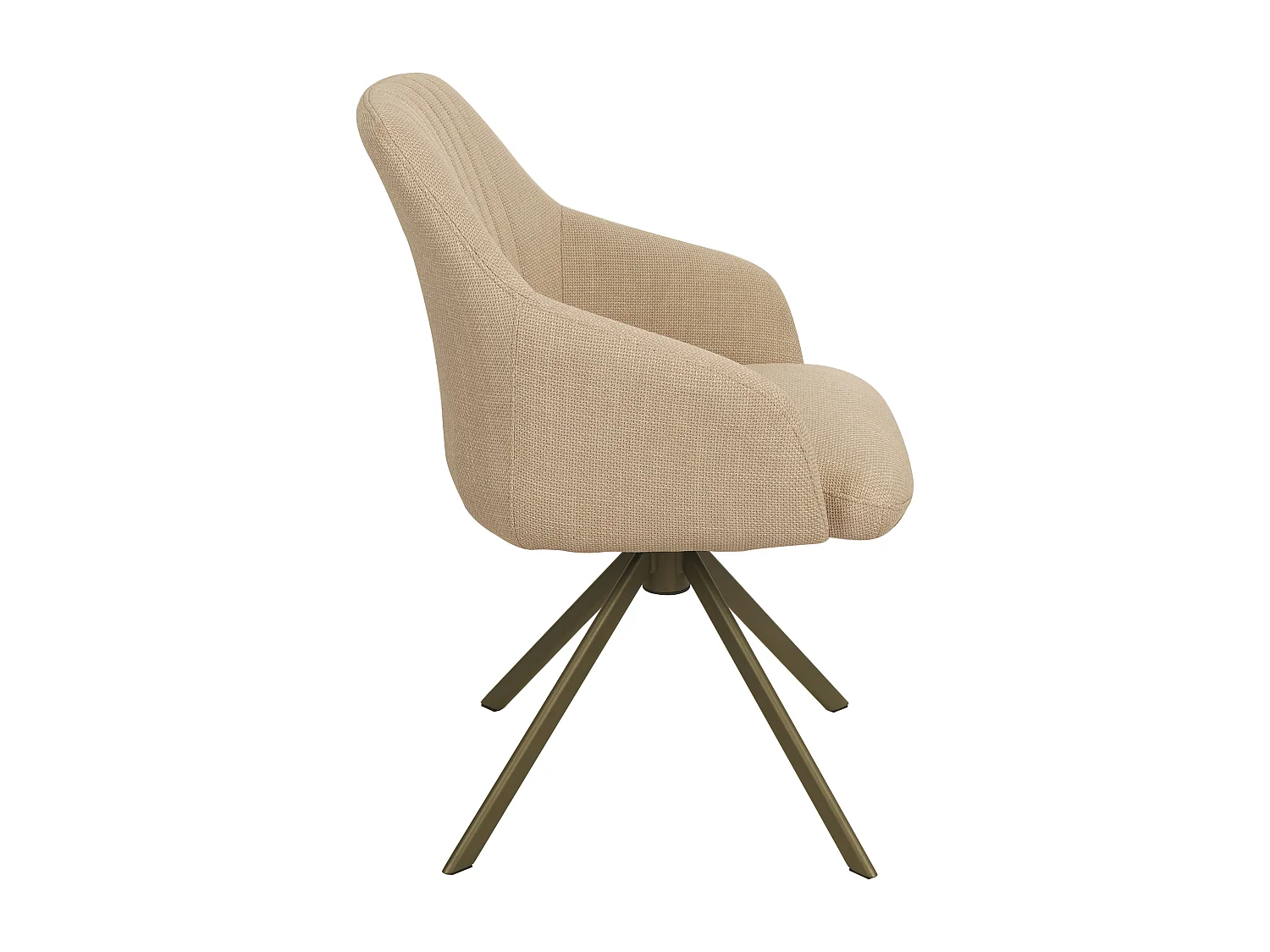 Lot de 6 chaises pivotantes avec accoudoirs en tissu texturé et métal bronze - Beige - TIVONA