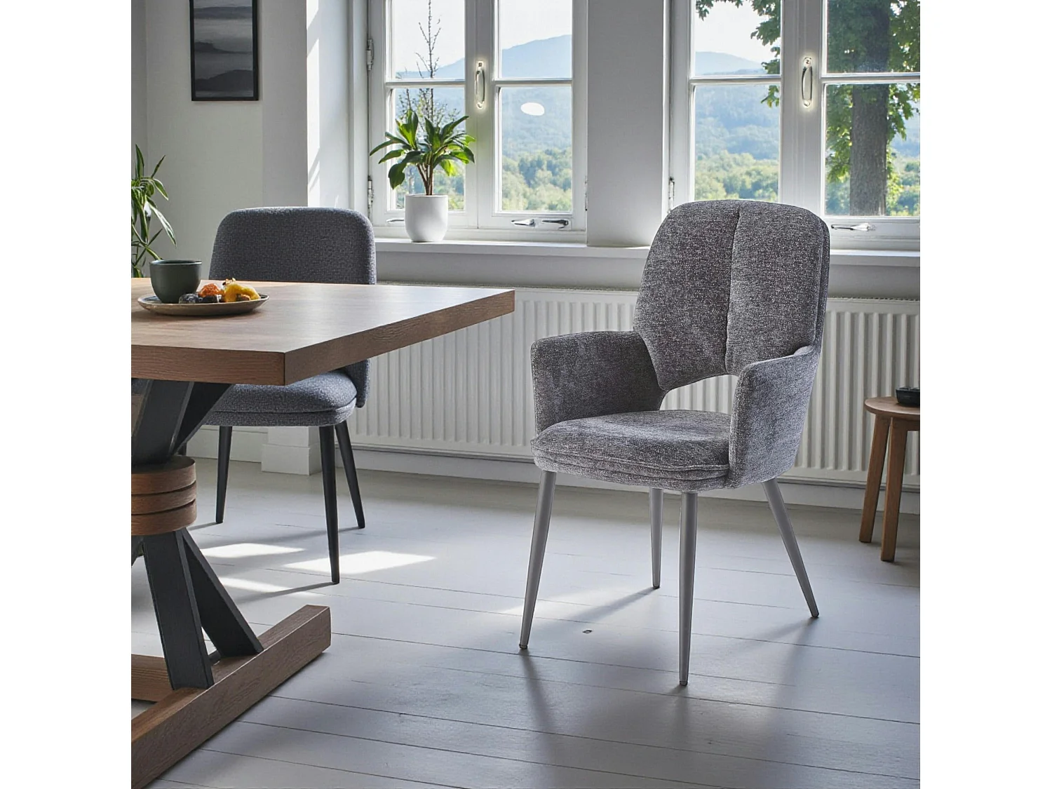Fauteuil de table gris foncé à dossier ouvert (lot de 2) LIGURIE