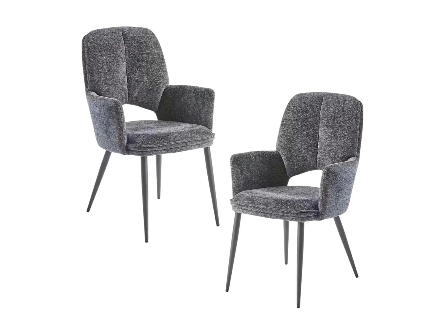 Fauteuil de table gris foncé à dossier ouvert (lot de 2) LIGURIE