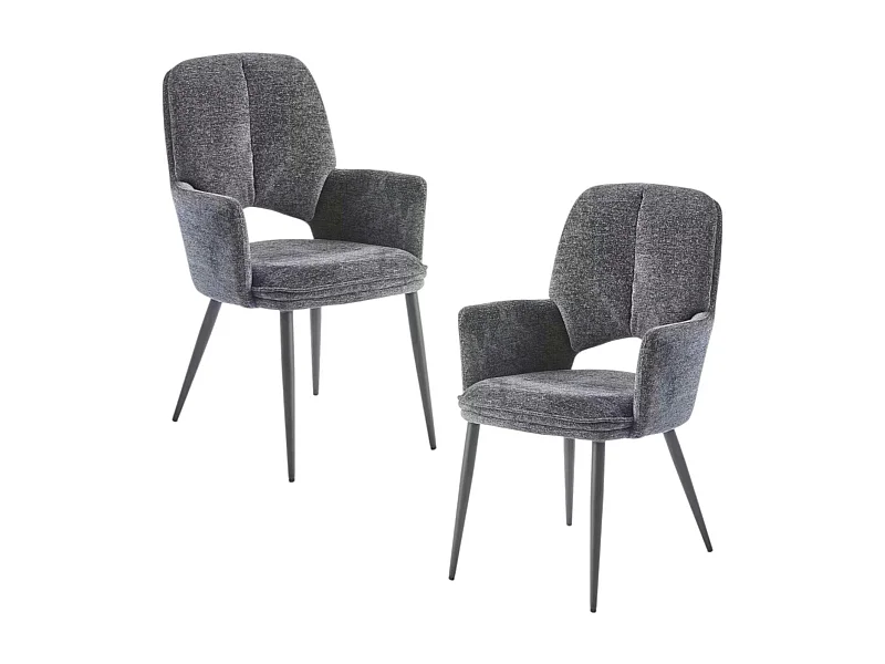 Fauteuil de table gris foncé à dossier ouvert (lot de 2) LIGURIE