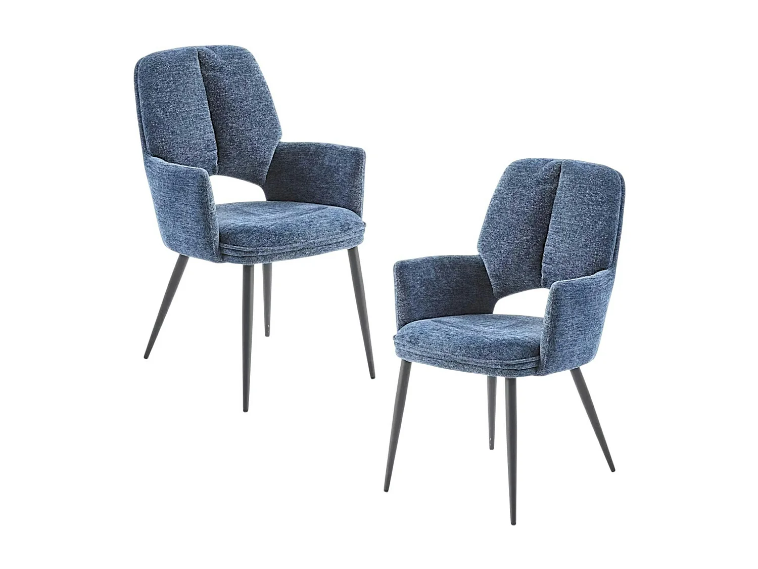 Fauteuil de table bleu à dossier ouvert (lot de 2) LIGURIE