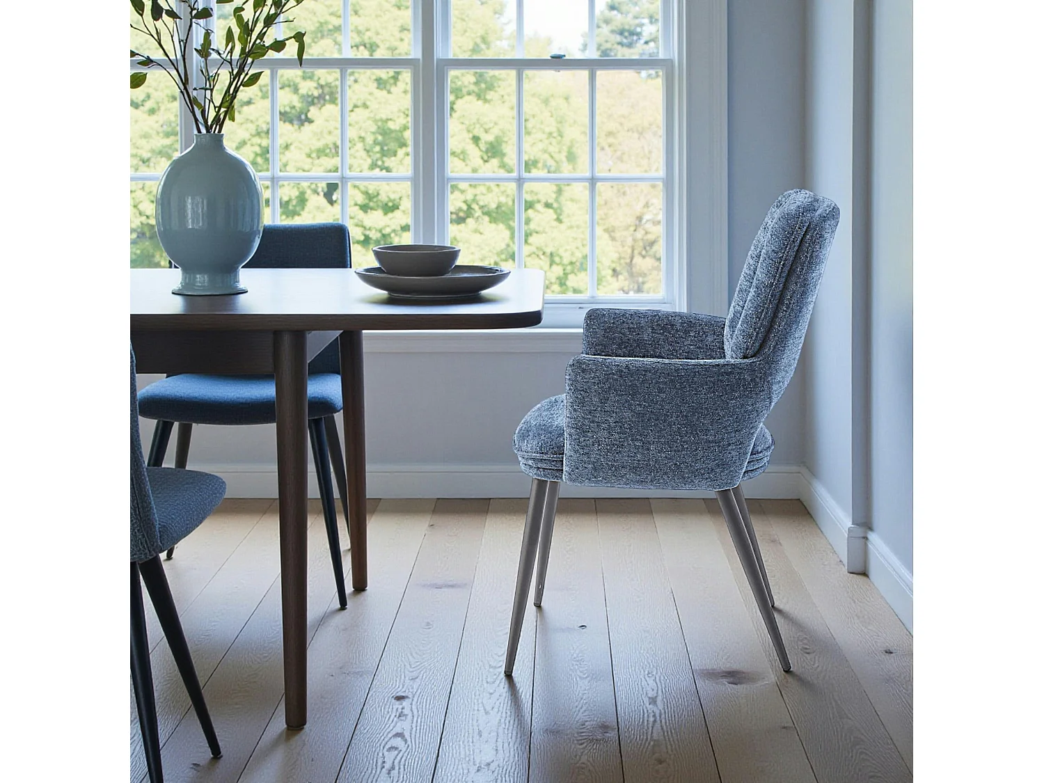 Fauteuil de table bleu à dossier ouvert (lot de 2) LIGURIE