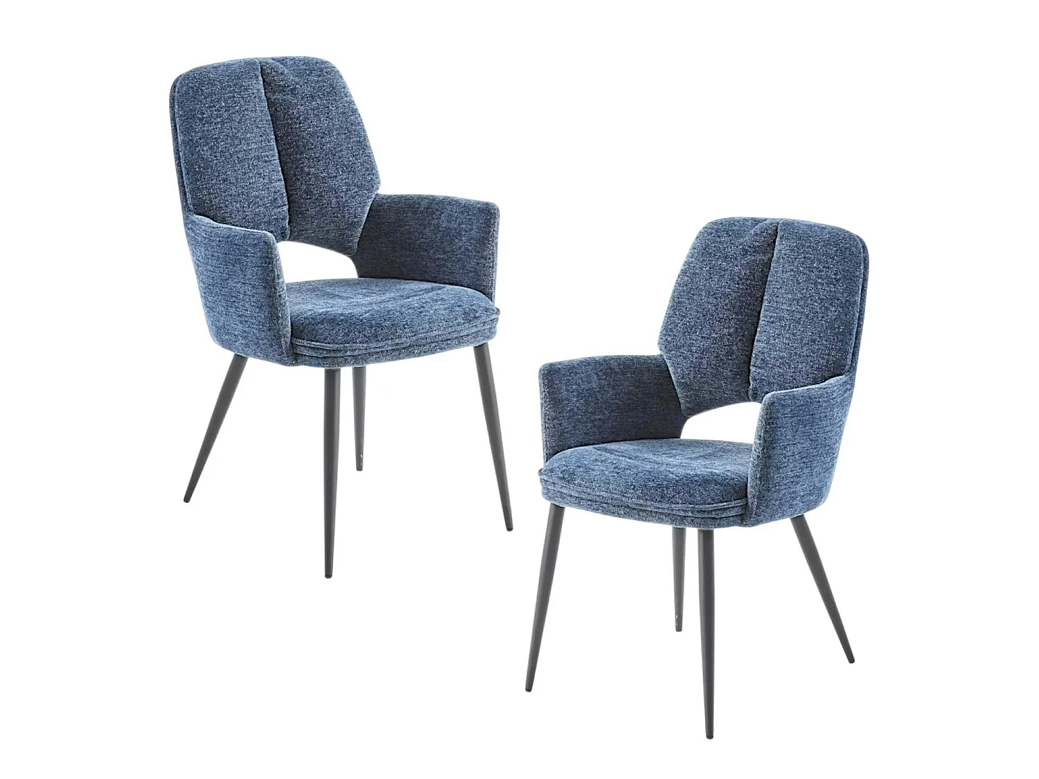 Fauteuil de table bleu à dossier ouvert (lot de 2) LIGURIE