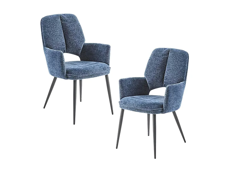 Fauteuil de table bleu à dossier ouvert (lot de 2) LIGURIE
