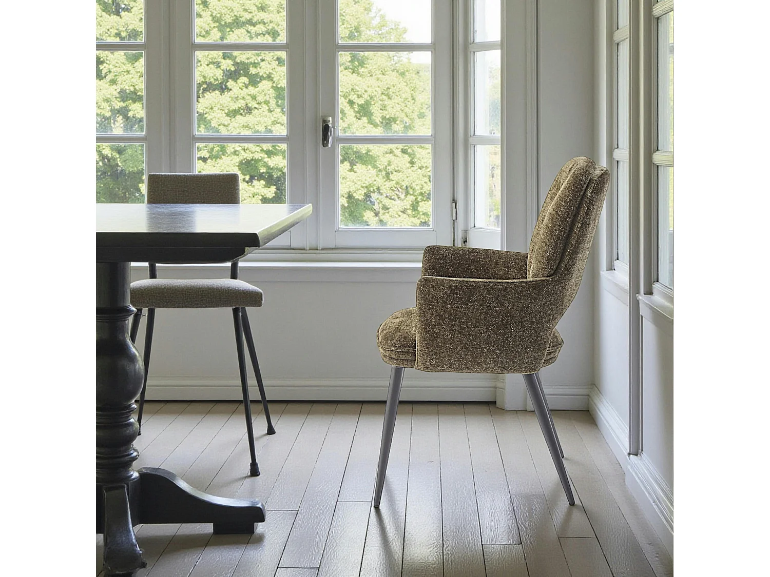 Fauteuil de table vert à dossier ouvert (lot de 2) LIGURIE