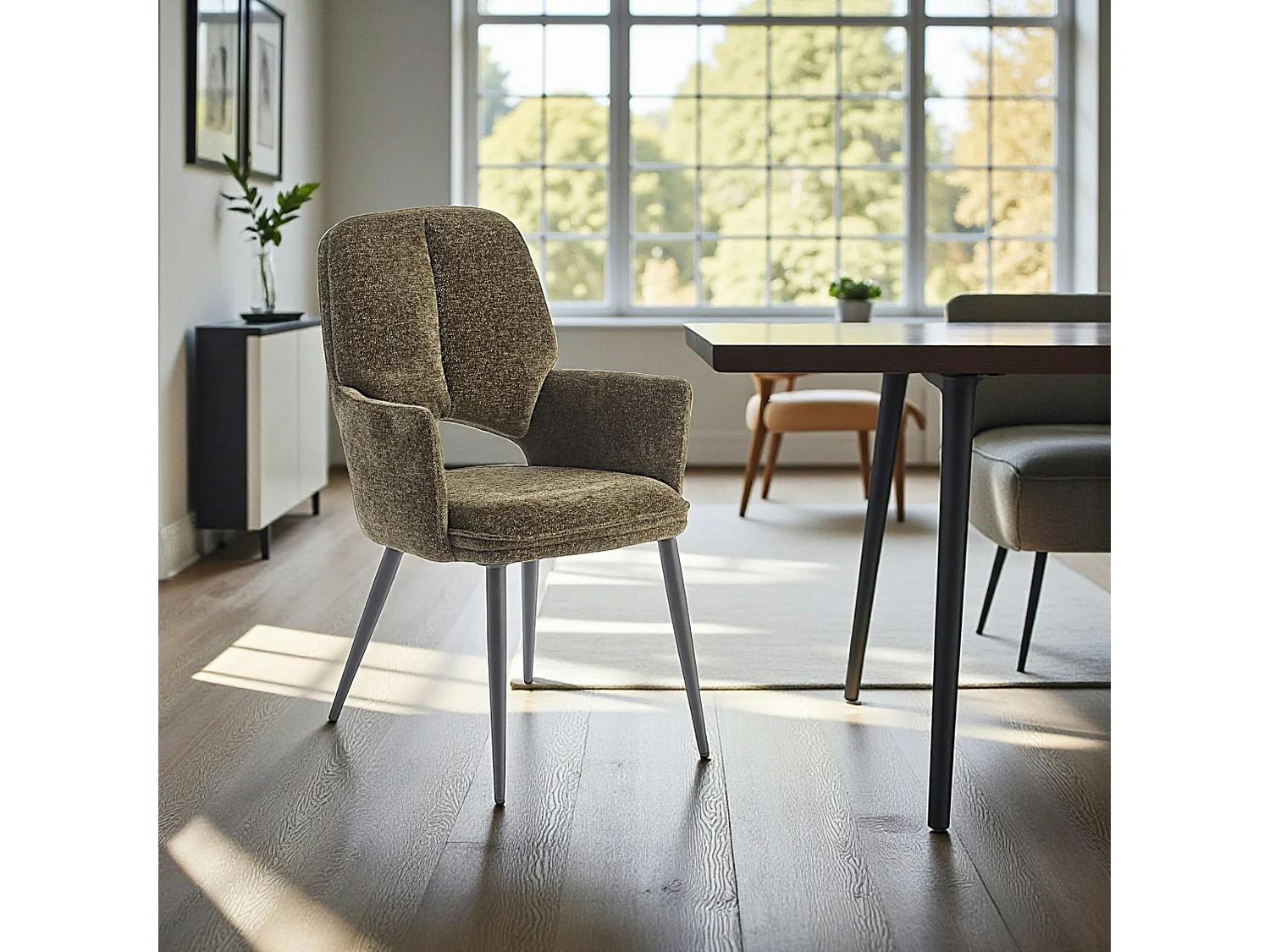 Fauteuil de table vert à dossier ouvert (lot de 2) LIGURIE