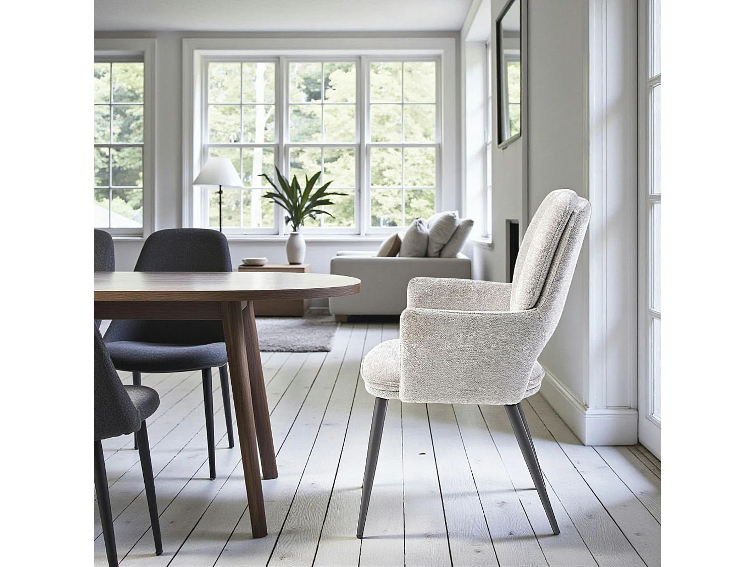 Fauteuil de table gris à dossier ouvert (lot de 2) LIGURIE