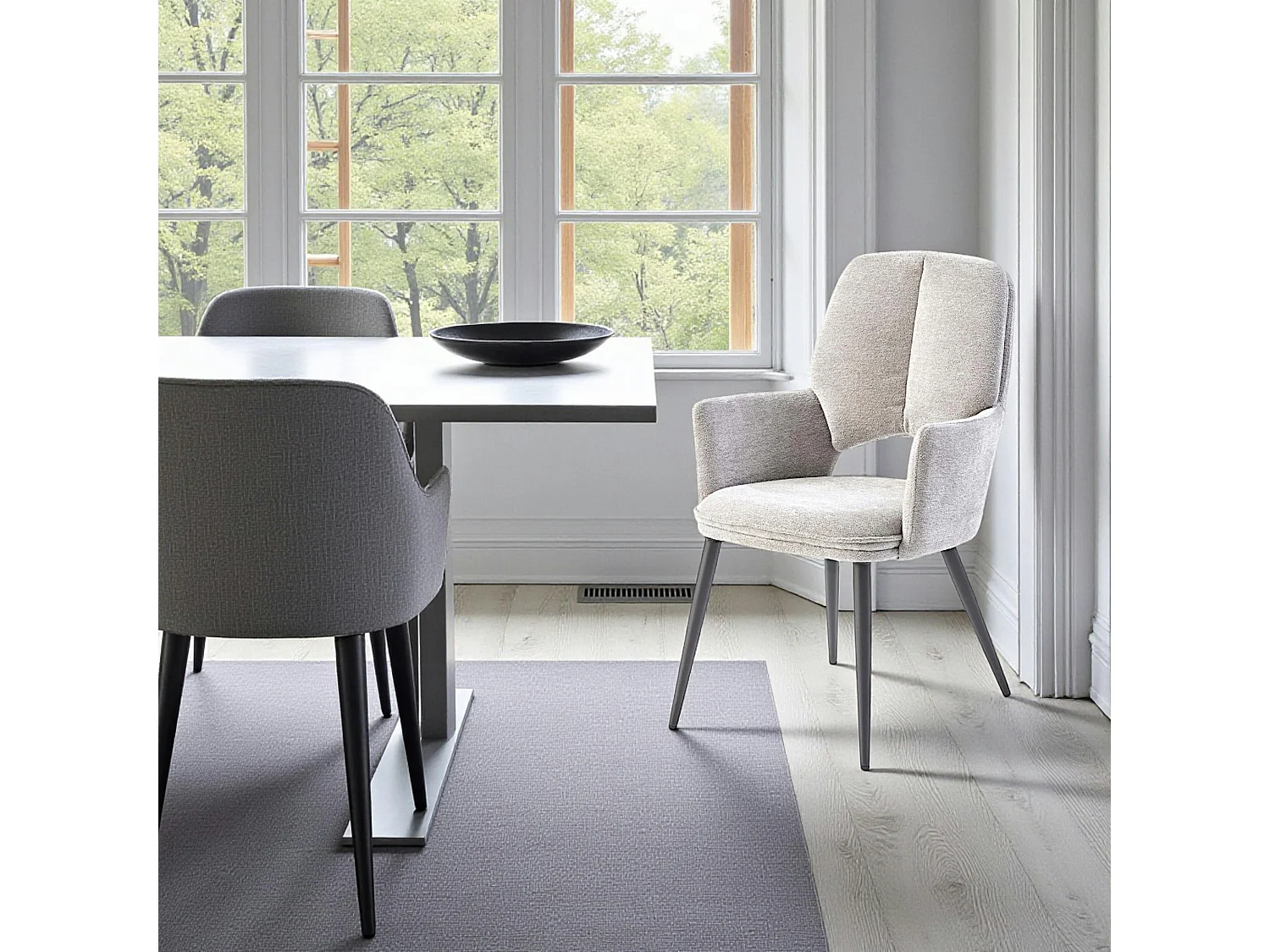 Fauteuil de table gris à dossier ouvert (lot de 2) LIGURIE
