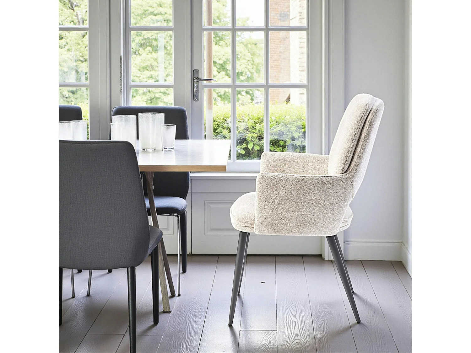 Fauteuil de table beige à dossier ouvert (lot de 2) LIGURIE