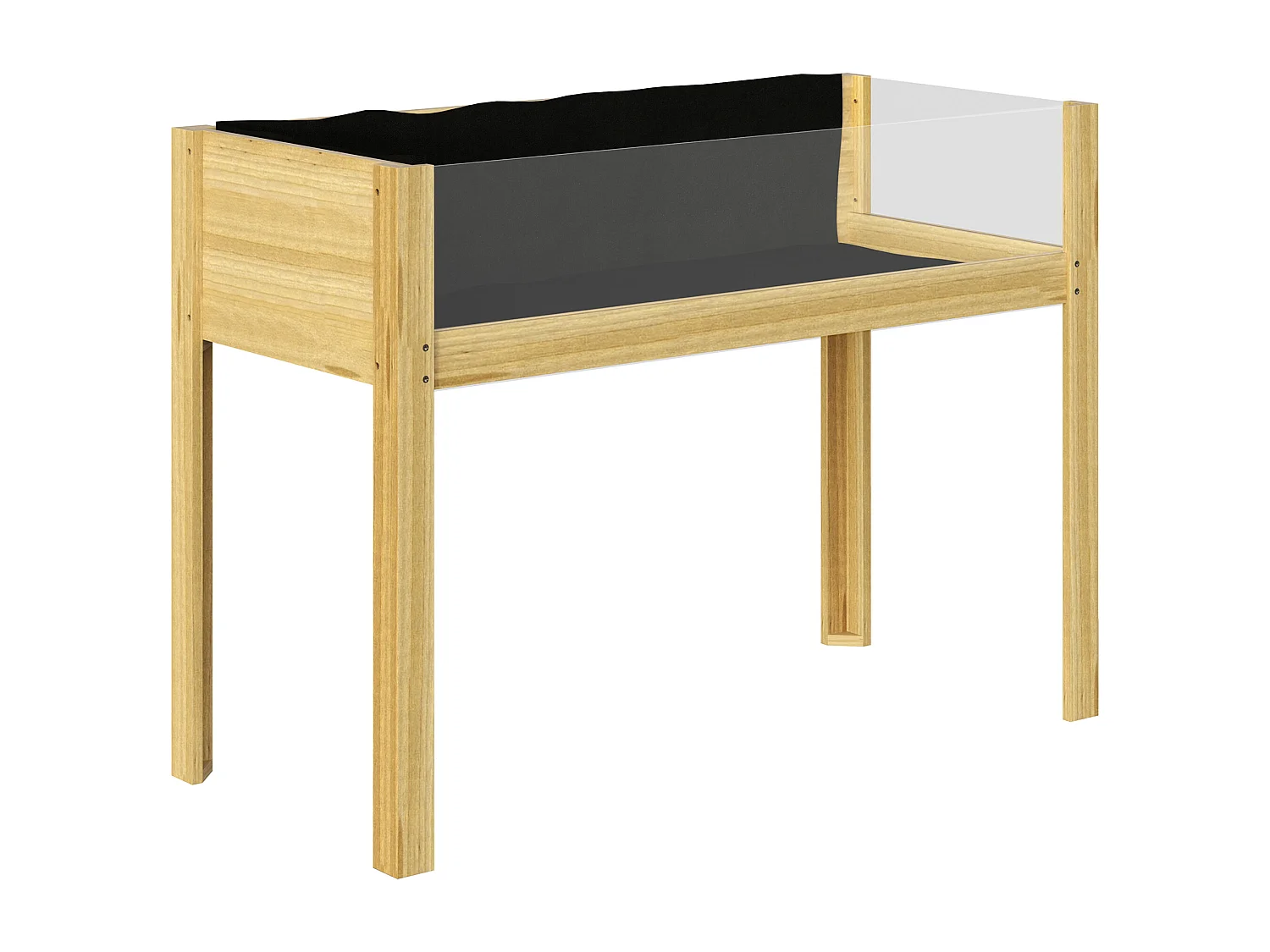 Jardinière sur pied design 2 panneaux acryliques transparents - inserts irrigation, feutre drainage inclus - bois sapin pré-huilé