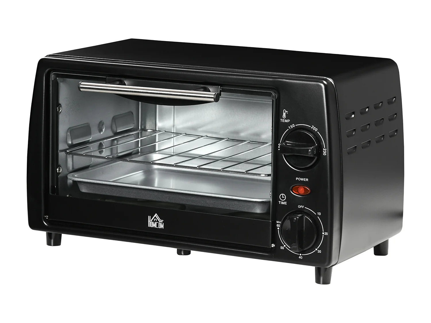 Mini four électrique 750W 10L - grille, plateau - température réglable 100-230°C, timer - noir