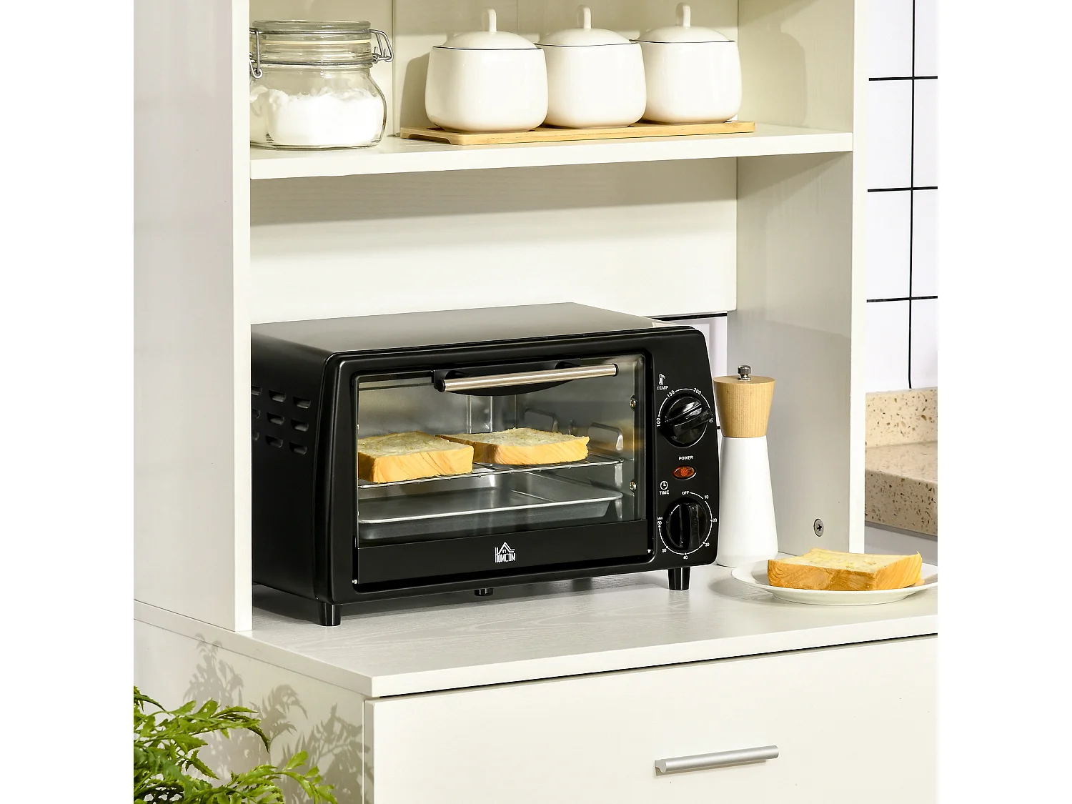 Mini four électrique 750W 10L - grille, plateau - température réglable 100-230°C, timer - noir