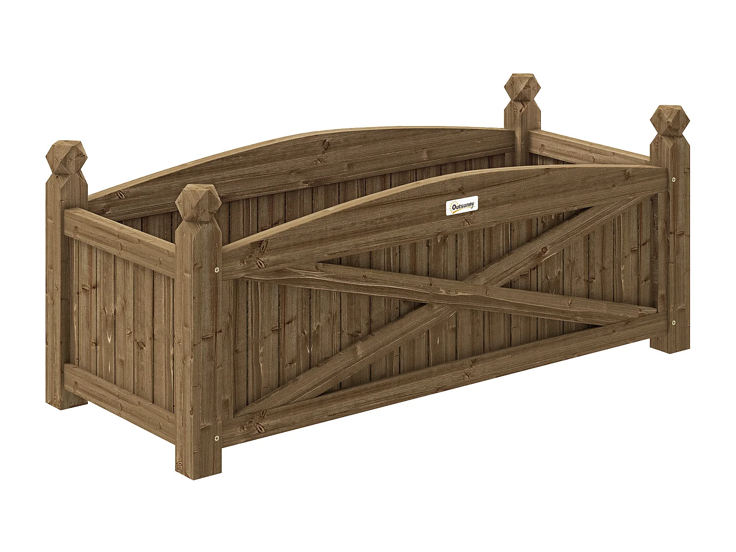 Jardinière en bois style rustique chic sur pied - dim. 90 x 39 x 37 cm - inserts d'irrigation intégrés - bois sapin traité
