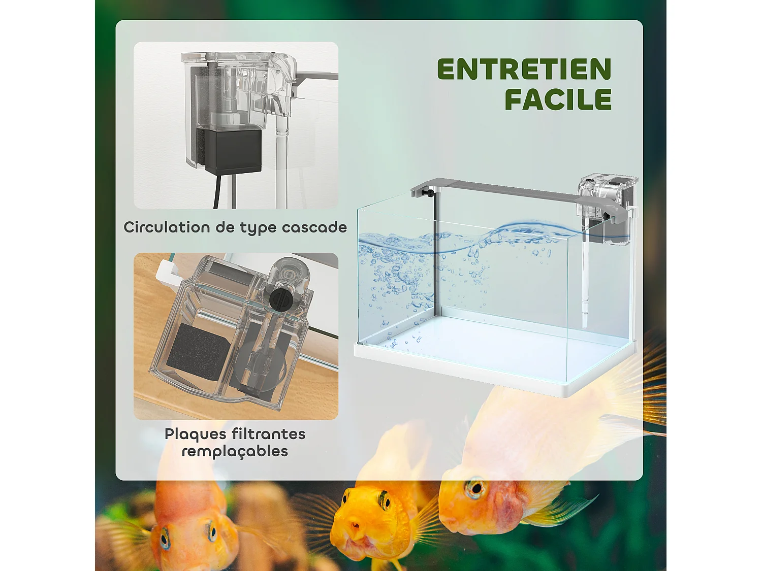 Aquarium en verre 20L - éclairage LED, pompe à filtre - blanc