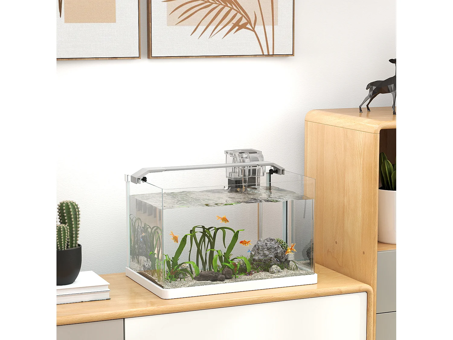 Aquarium en verre 20L - éclairage LED, pompe à filtre - blanc