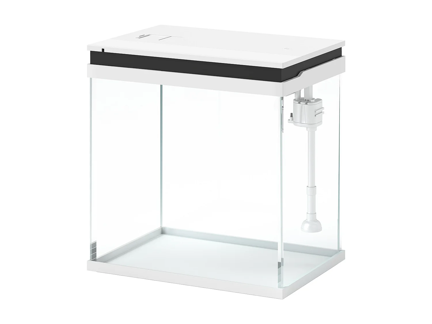Aquarium en verre 14L - système de filtration, éclairage LED, pompe à eau, couvercle - blanc