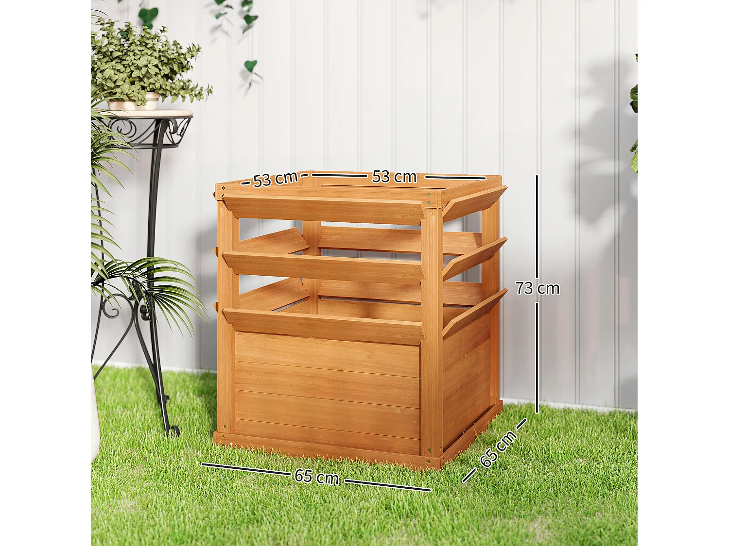 Jardinière avec treillis façon persienne dim. 65L x 65l x 73H cm bois de sapin pré-huilé