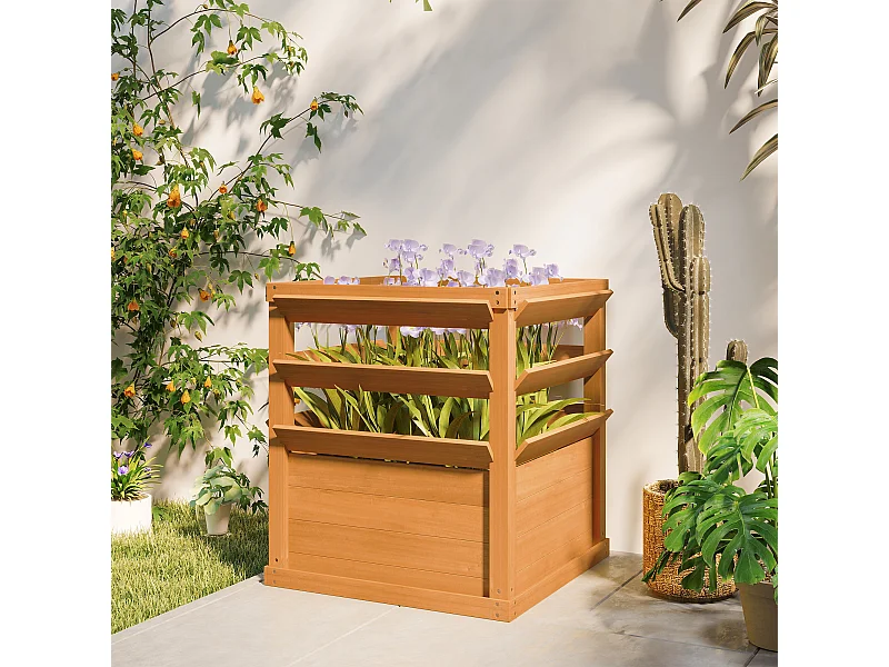 Jardinière avec treillis façon persienne dim. 65L x 65l x 73H cm bois de sapin pré-huilé