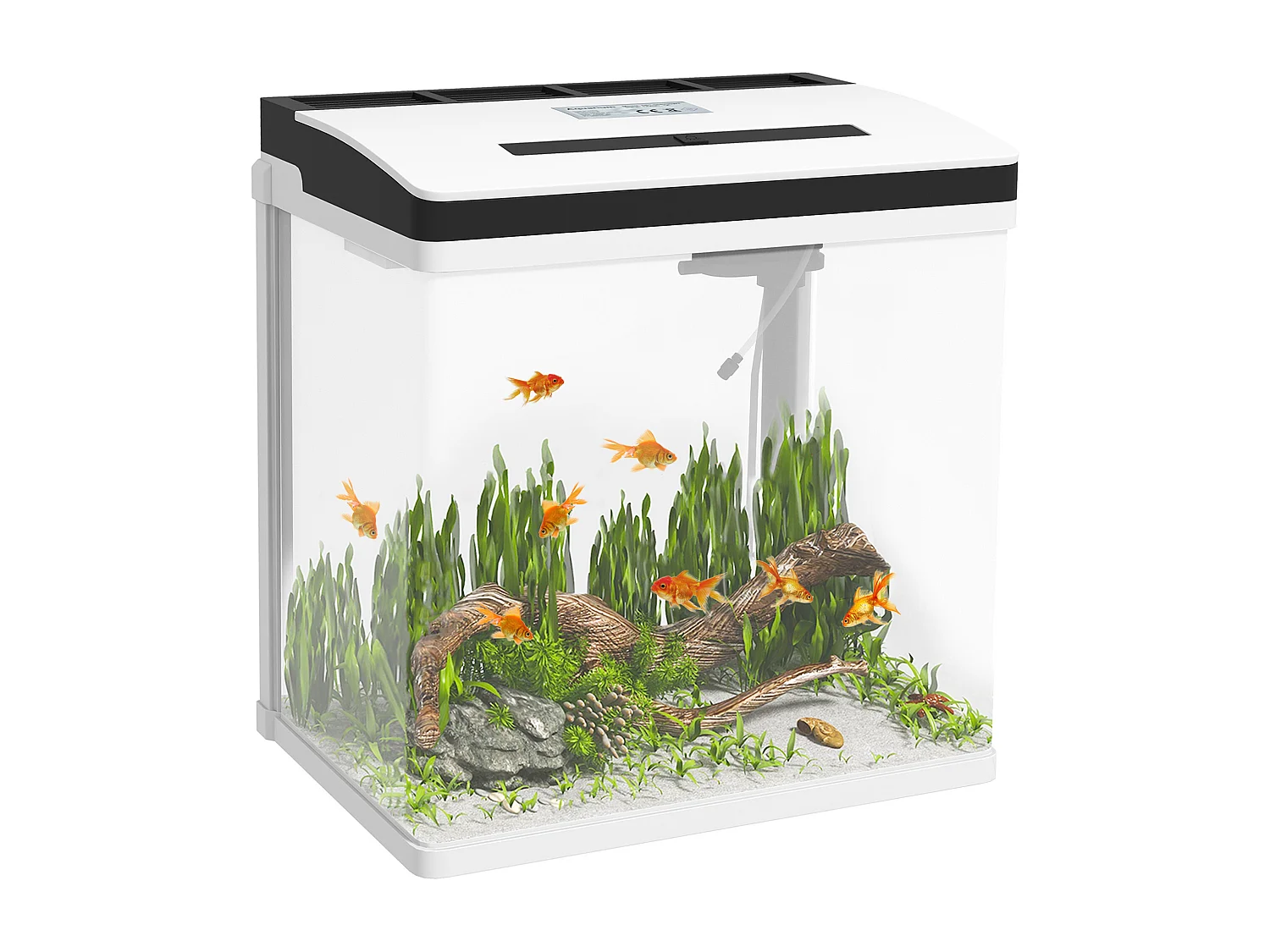 Aquarium en verre 28L - filtre couvercle lumière LED - blanc