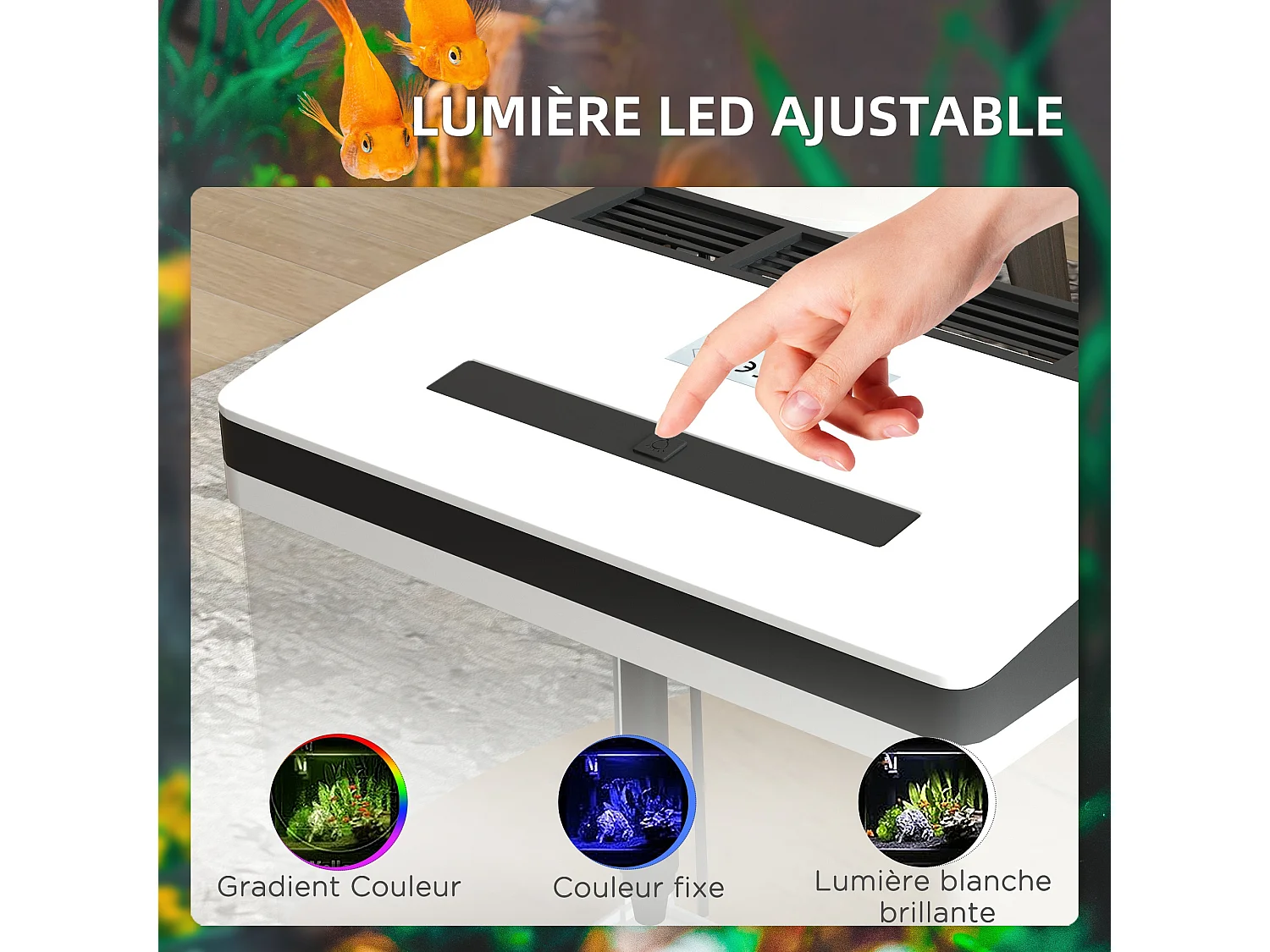 Aquarium en verre 28L - filtre couvercle lumière LED - blanc