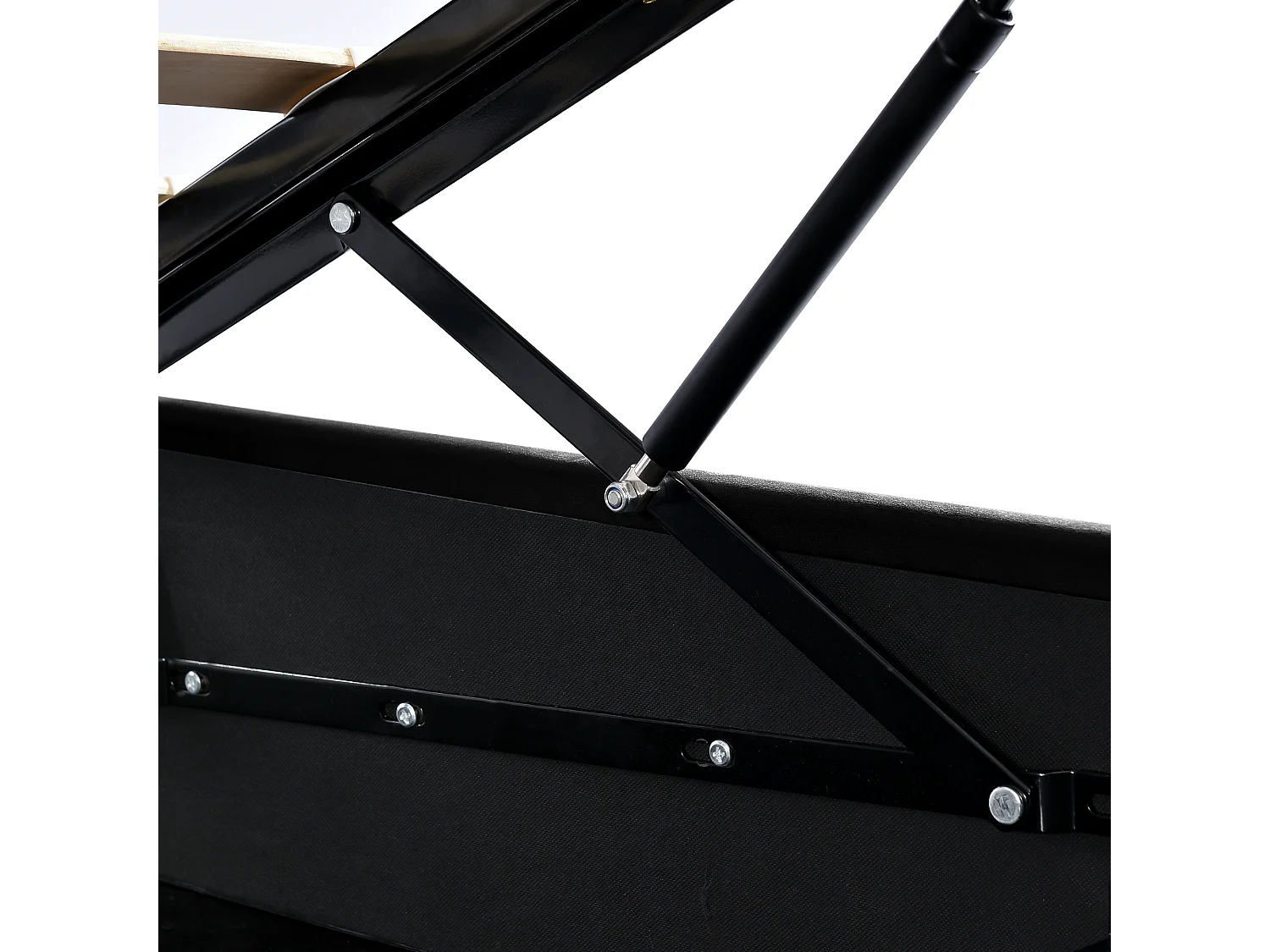 Lit coffre 148×203cm avec tête de lit réglable cadre espace de rangement - Fer - Noir - (Avec matelas)