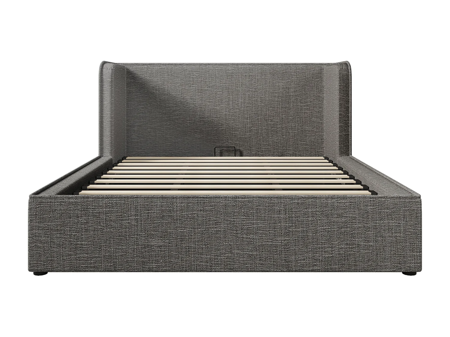 Lit Coffre 217x173x89 cm avec Couvre-lit amovible Espace de rangement Sommier à lattes en bois en gris pour adultes et enfants et adolescents