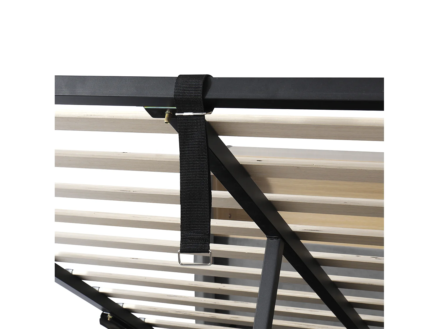 Lit coffre 140x200cm avec LED Port USB et dossier tissu de velours en gris pour enfants et adultes (sans matelas)