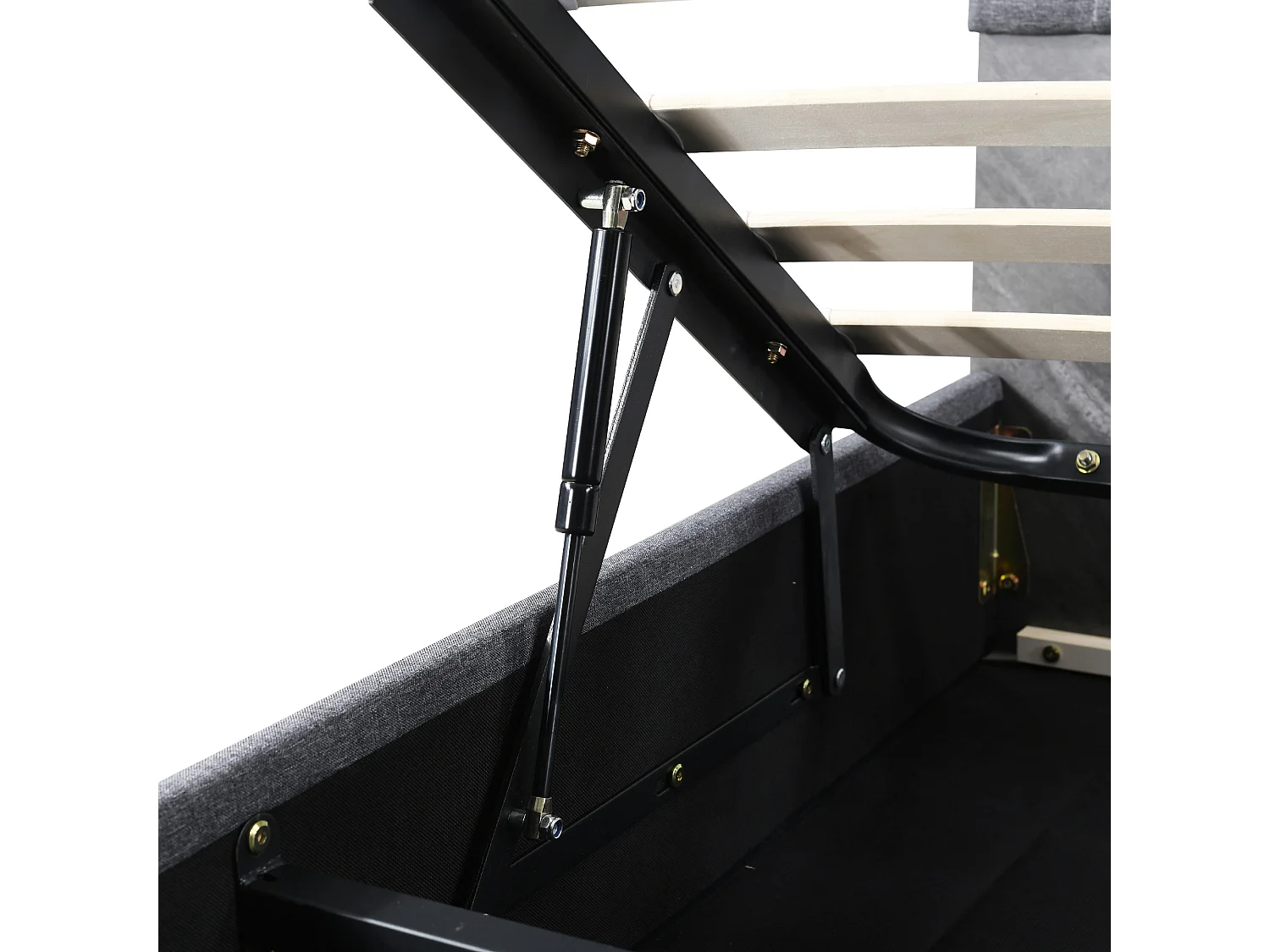 Lit Coffre 213x161x106 cm avec LED USB espace de rangement et matelas gris pour enfants et adultes et adolescents