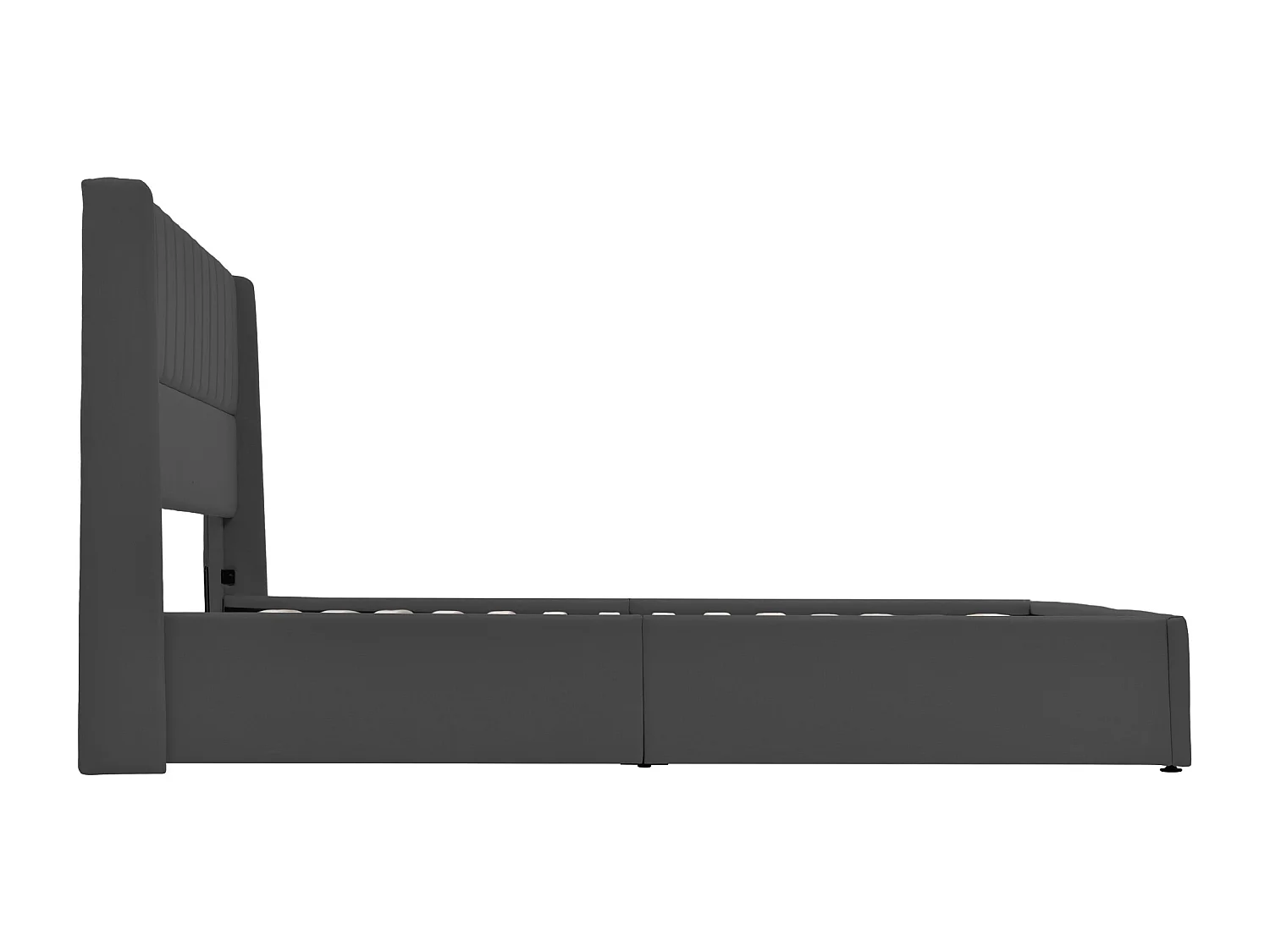 Lit coffre 153×214.5cm avec tête de lit cadre espace de rangement - Gris - (Avec matelas)