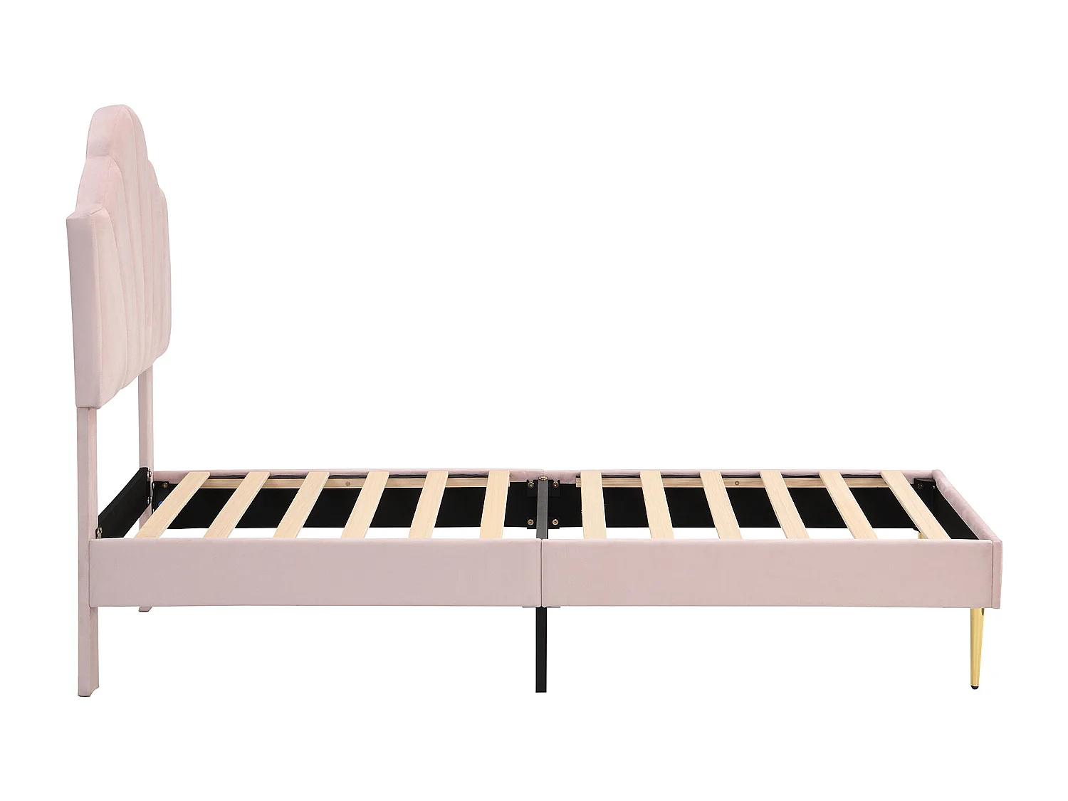 Lit enfant 205x95x130 cm avec Tête de lit rembourrée réglable en hauteur Banc avec espace de rangement en rose pour enfants et adolescents