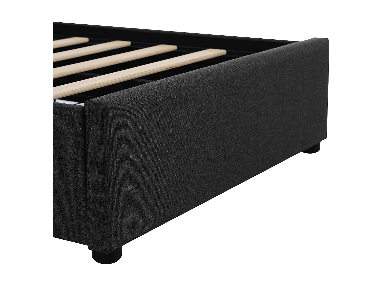 Lit enfant 100.5×208cm avec LED 2 tiroirs tête de lit réglable - noir - (Avec matelas)