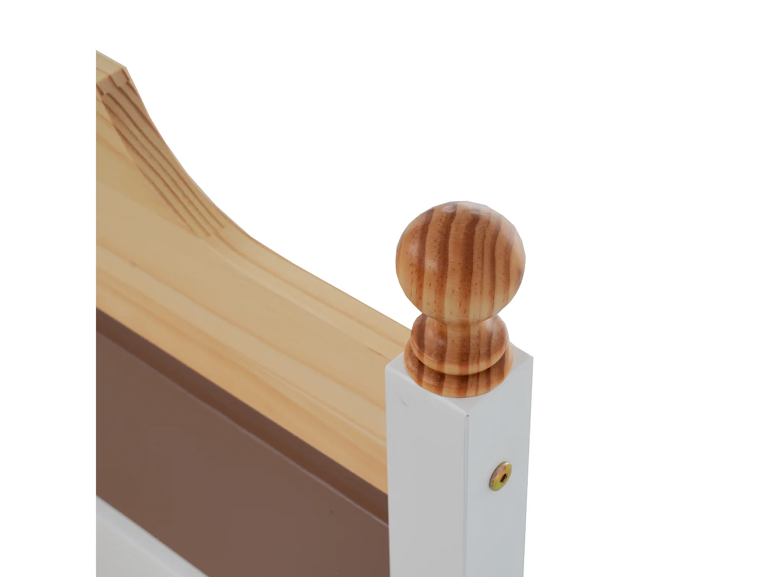 Lit double 210x147.5x82.5 cm avec tête de lit et sommier à lattes Couleur naturelle et blanc pour enfants et adolescents et adultes (sans matelas)