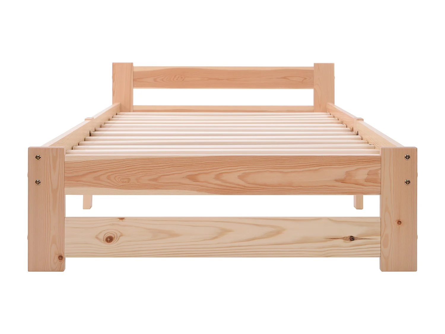 Lit enfant 205x97x49 cm avec tête de lit et sommier à lattes Couleur naturelle pour enfants et adolescents