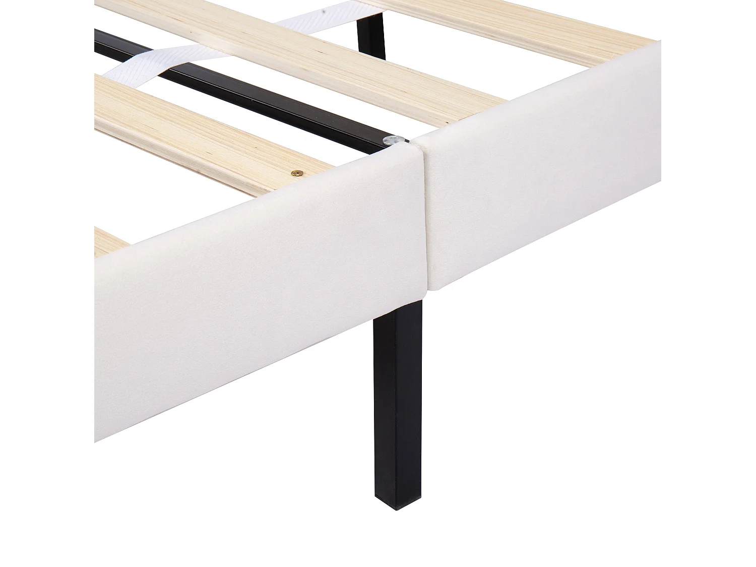 Lit double 208x145x106 cm avec sommier à lattes et tête de lit et grands tiroirs Revêtement velours en beige pour adultes et adolescents