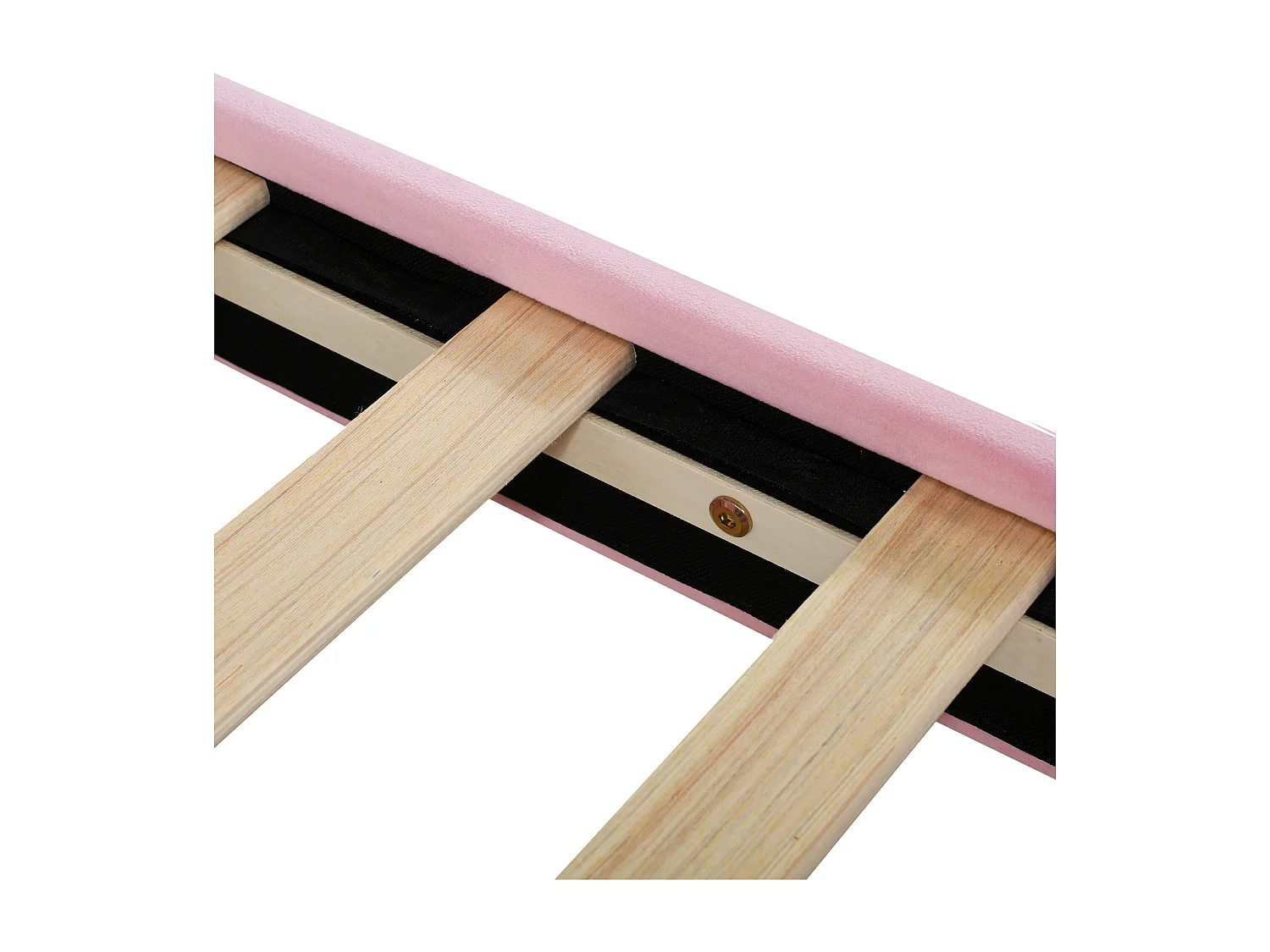 Kinderbed 211x94,5x89,5 cm met rugleuning en armleuningen, lattenbodem in roze voor kinderen en tieners