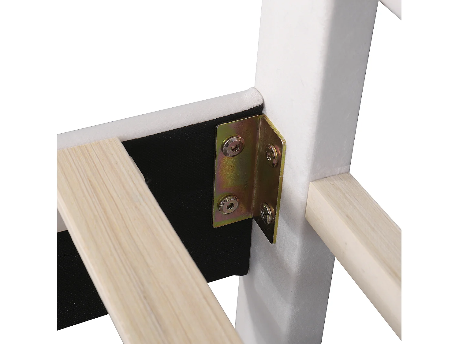 Lit double 206x150x110.5 cm avec Tête de lit à motifs floraux et sommier à lattes Revêtement velours beige pour adultes et adolescents