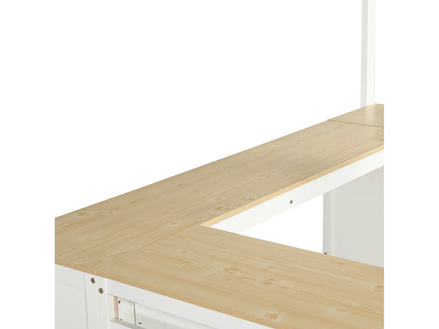 Lit superposé 207x185x170 cm avec Deux tiroirs et étagères enblanc pour enfants et adolescents