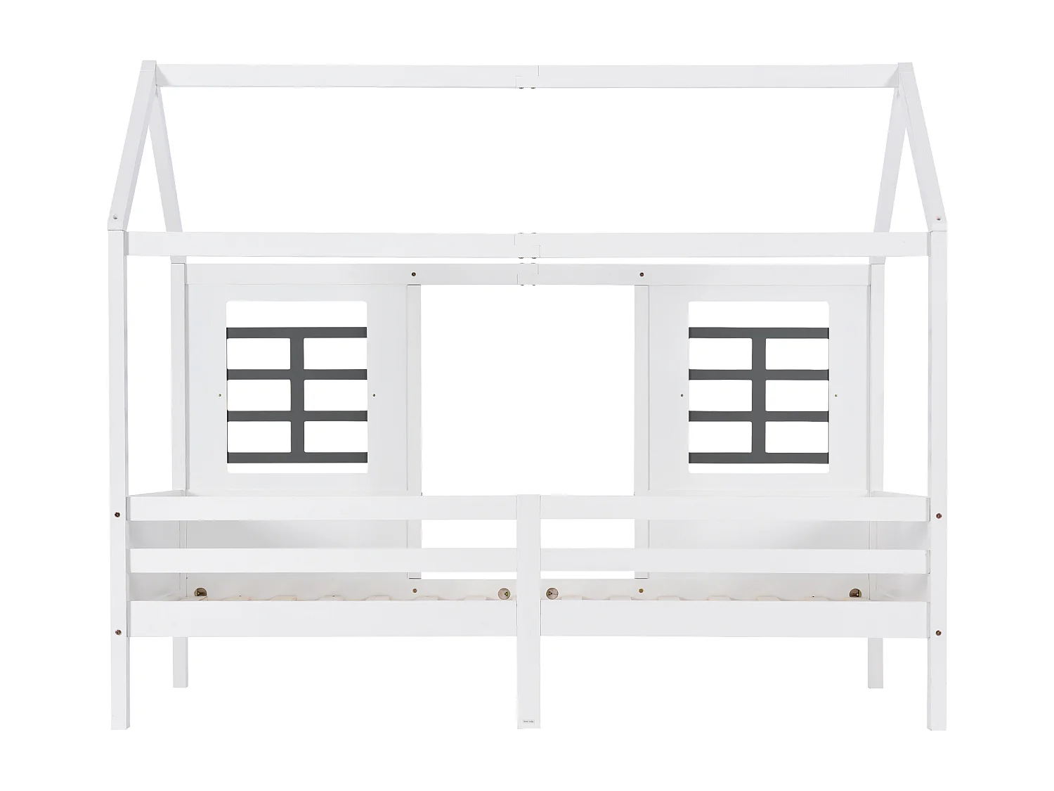 Lit enfant 207x97x174 cm avec deux fenêtres cadre en pin Matériaux MDF en blanc pour enfants et adolescents