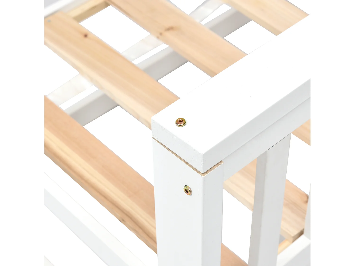 Stapelbed 253x125,5x170 cm met verstelbare tafel, ladder en opbergruimte in wit voor kinderen en tieners