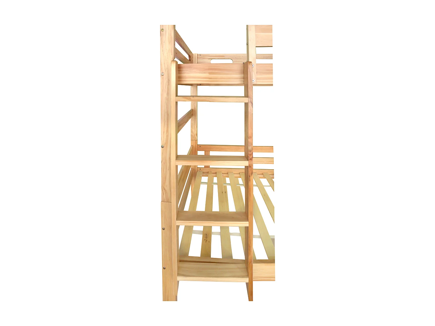 Lit superposé 205x101x144.5 cm avec échelle et barrières de sécurité Structure en pin Couleur naturelle pour enfants et adolescents