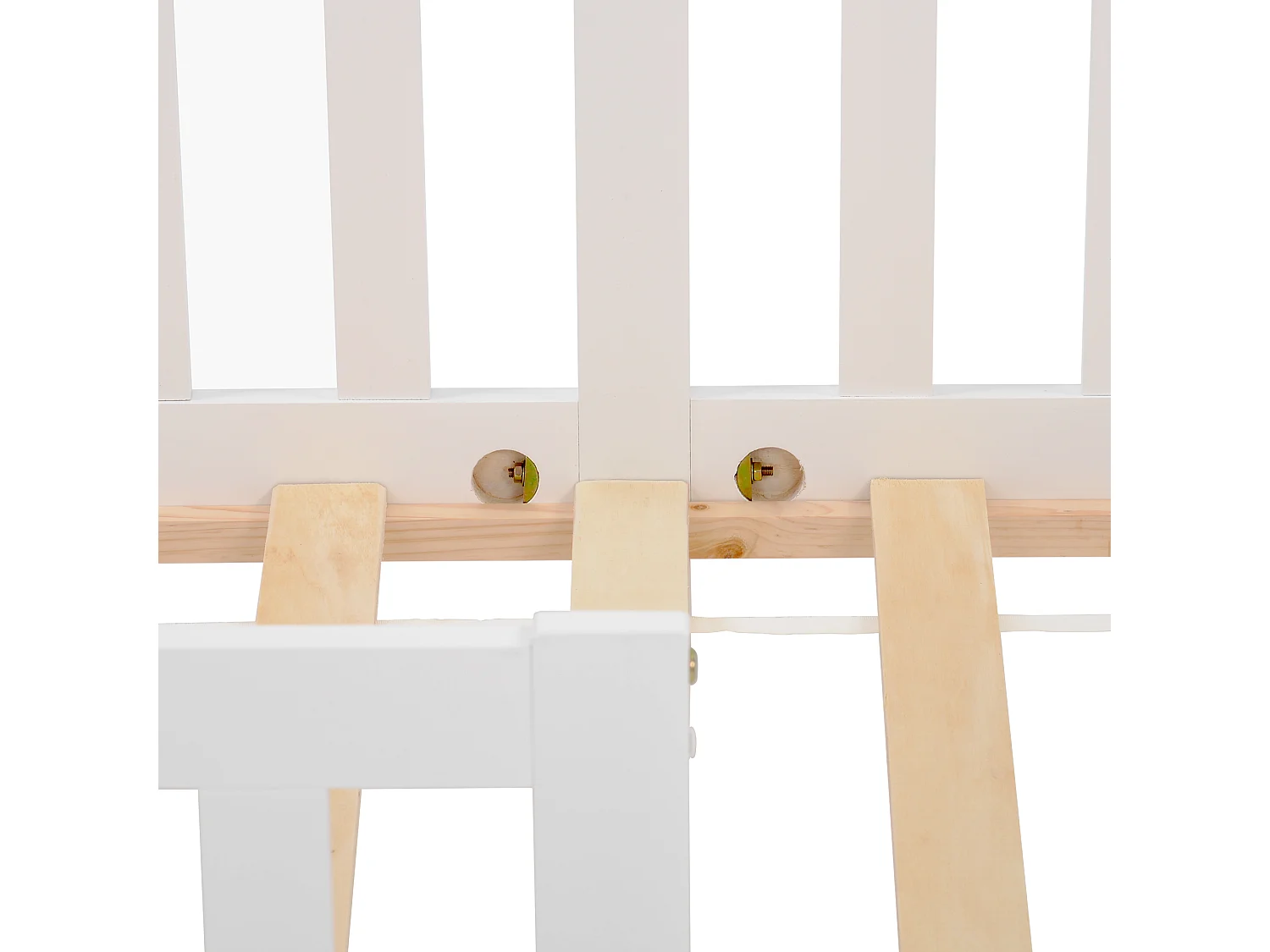 Lit enfant 205x98x158 cm avec barrière de sécurité et sommier à lattes en blanc pour enfants et adolescents