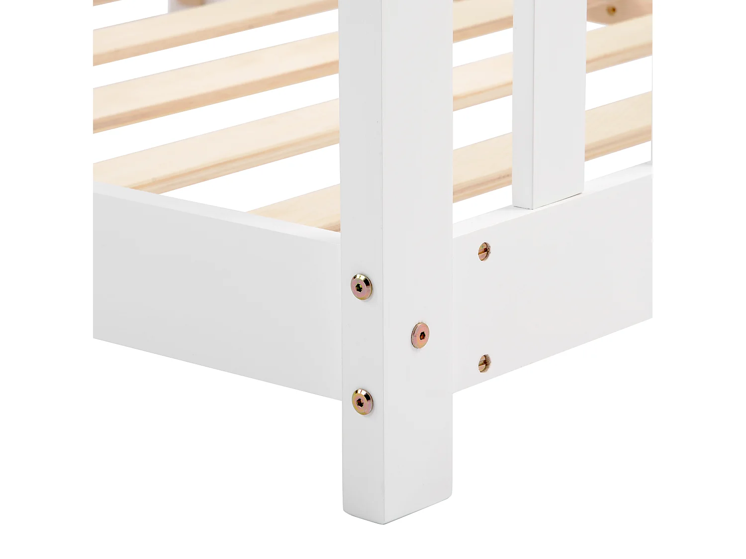 Lit enfant 205x98x158 cm avec barrière de sécurité et sommier à lattes en blanc pour enfants et adolescents