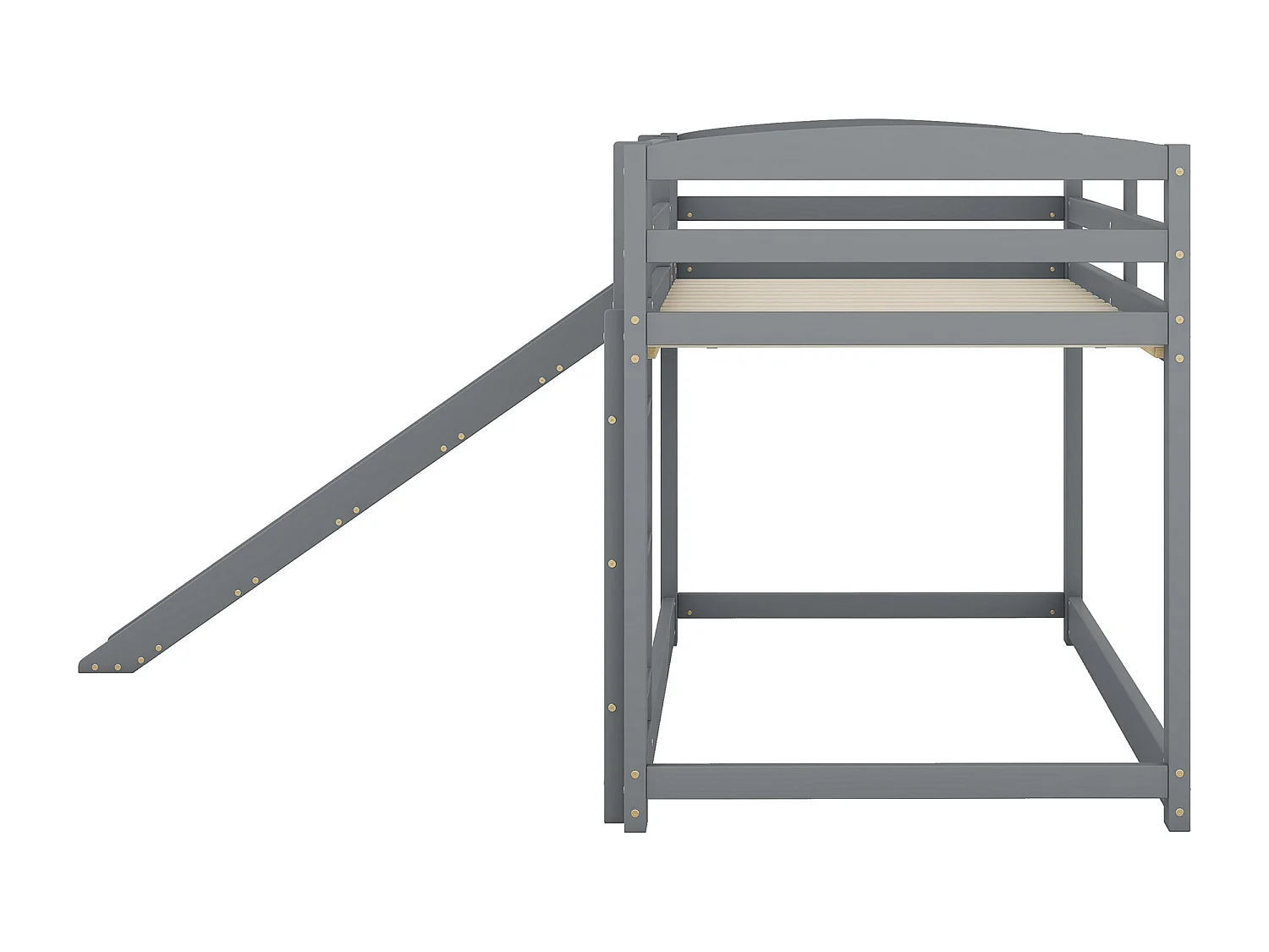 Lit superposé 204x95x118 cm avec échelle et toboggan Barrières de sécurité en gris pour enfants et adolescents