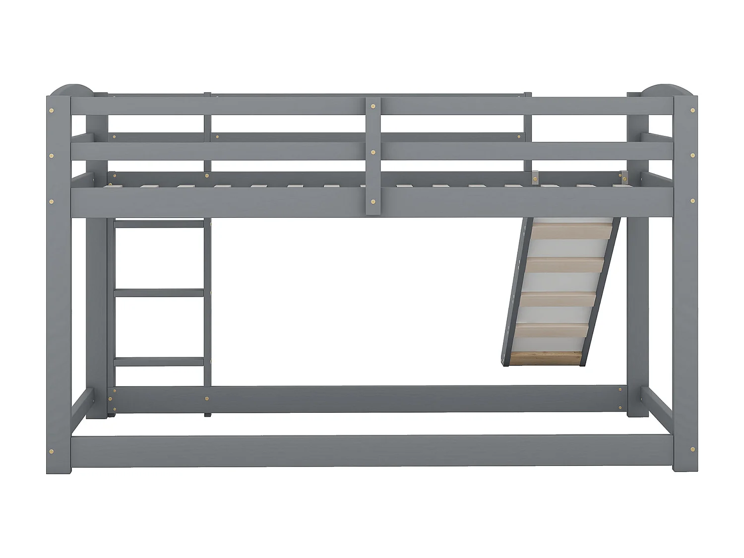 Lit superposé 204x95x118 cm avec échelle et toboggan Barrières de sécurité en gris pour enfants et adolescents