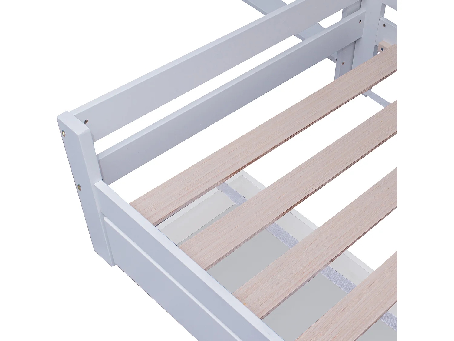 Lit superposé 204x131x169 cm avec canapé et étagères et échelle escamotable et tiroirs Matériau MDF en blanc pour enfants et adolescents