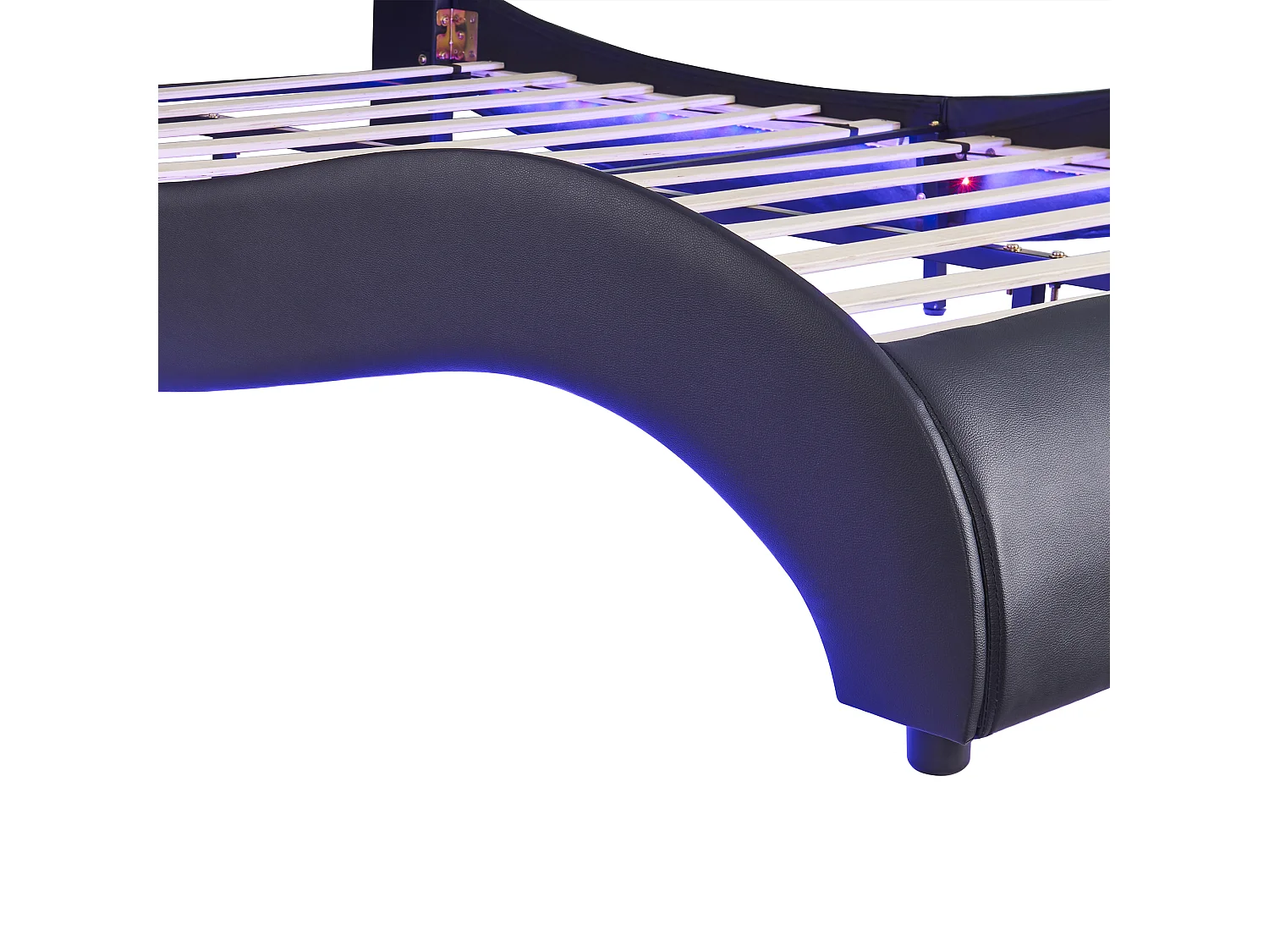 Tweepersoonsbed 229x147x74 cm met ledverlichting en zwarte lattenbodem voor volwassenen en tieners