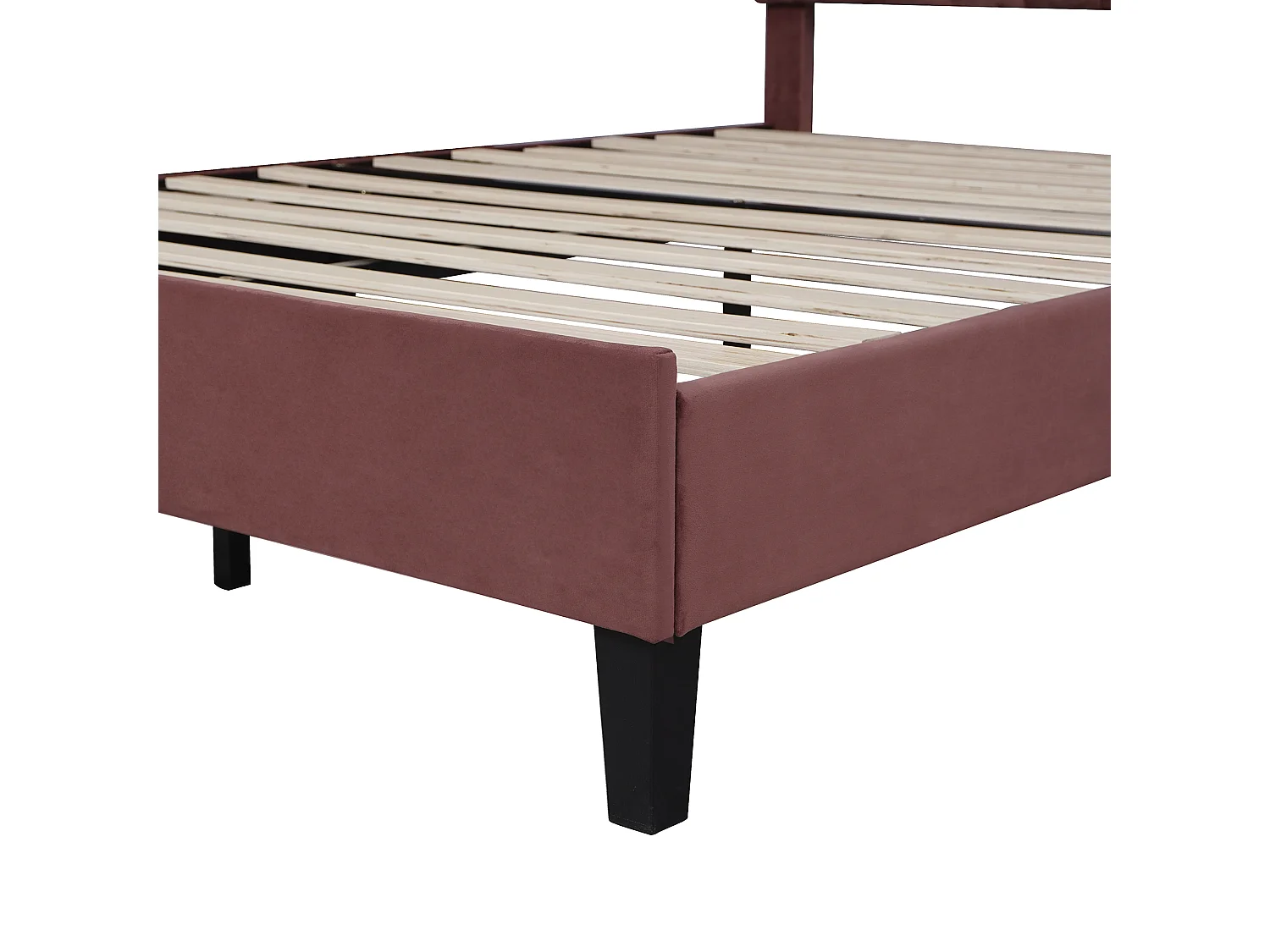 Lit double 206x150x110.5 cm avec tête de lit en forme de fleur et sommier à lattes Panneaux de particules en rouges pour adultes et adolescents