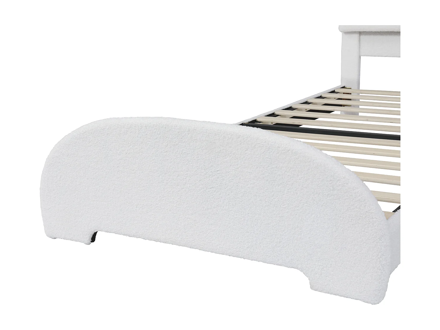 Lit enfant 208x91.5x106.5 cm avec tête de lit en forme d'oreilles de lapin Matériau velours en blanc pour enfants et adolescents