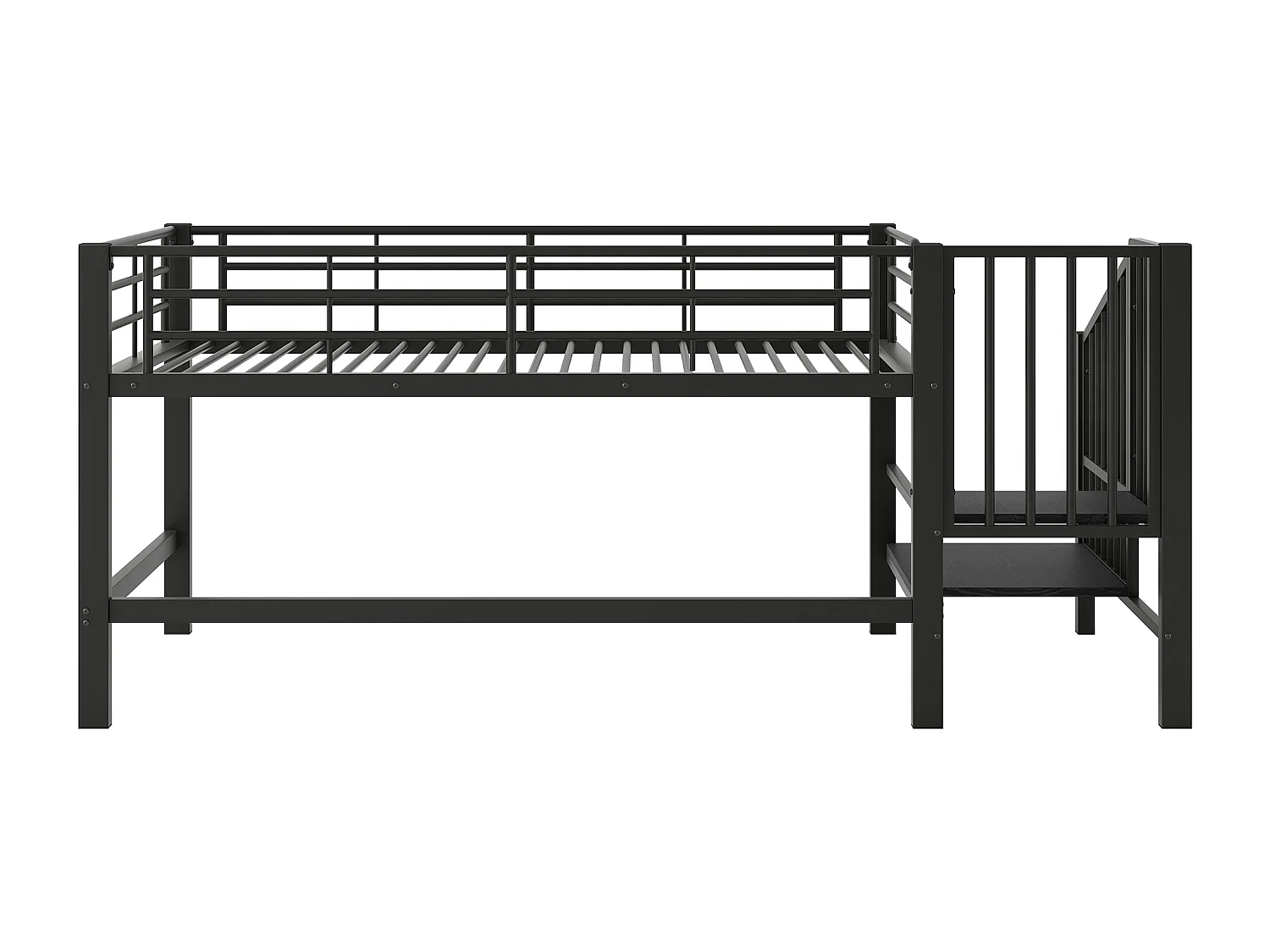 Lit superposé 250x95x110 cm avec Échelle de rangement Matériaux MDF en noir pour enfants et adolescents