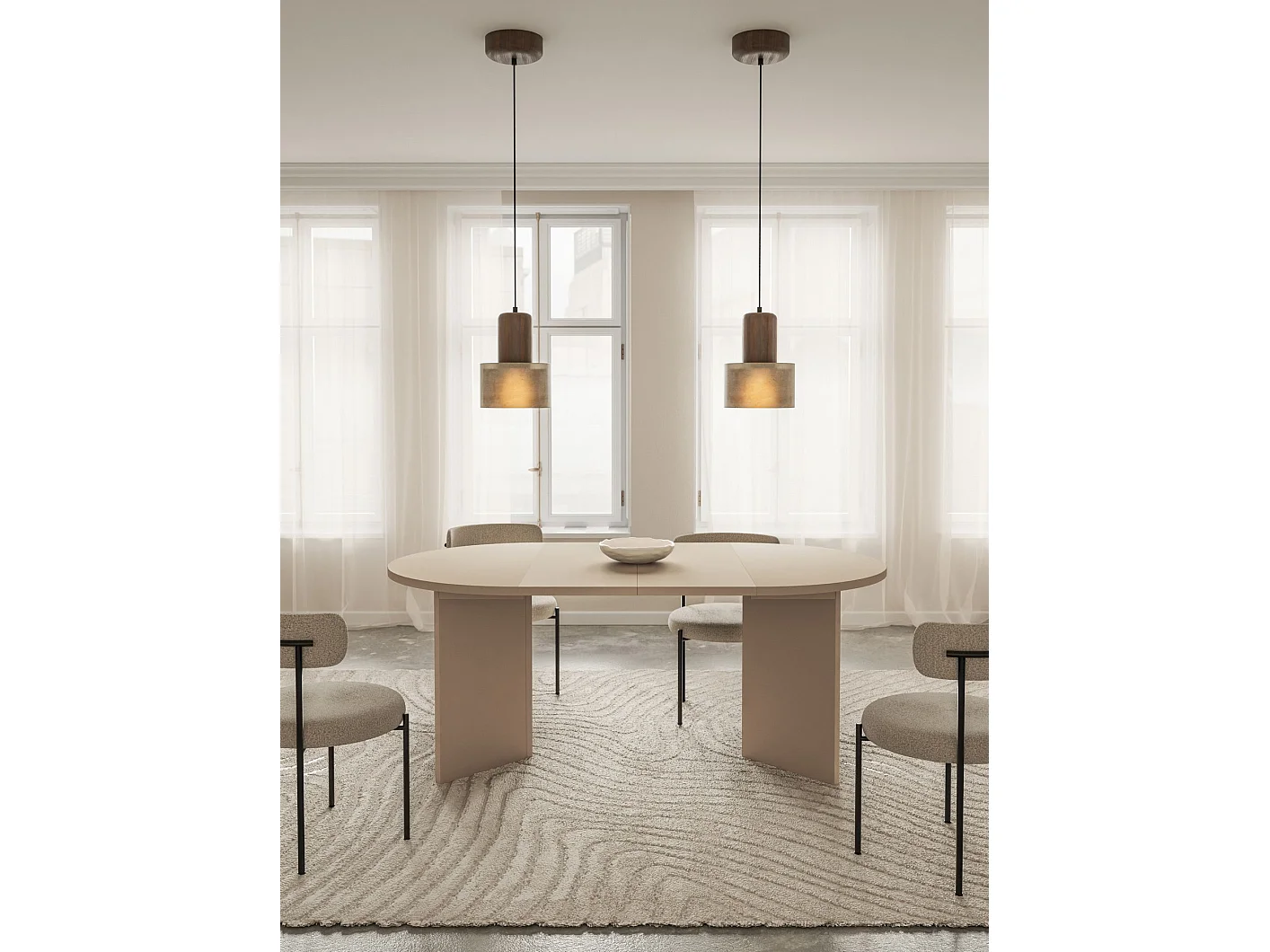 Tavolo da pranzo rotondo allungabile – 110–190 x 110 cm – Cappuccino – OVO